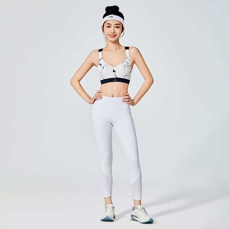 Kvinder Pure White Sports Leggings med Mesh